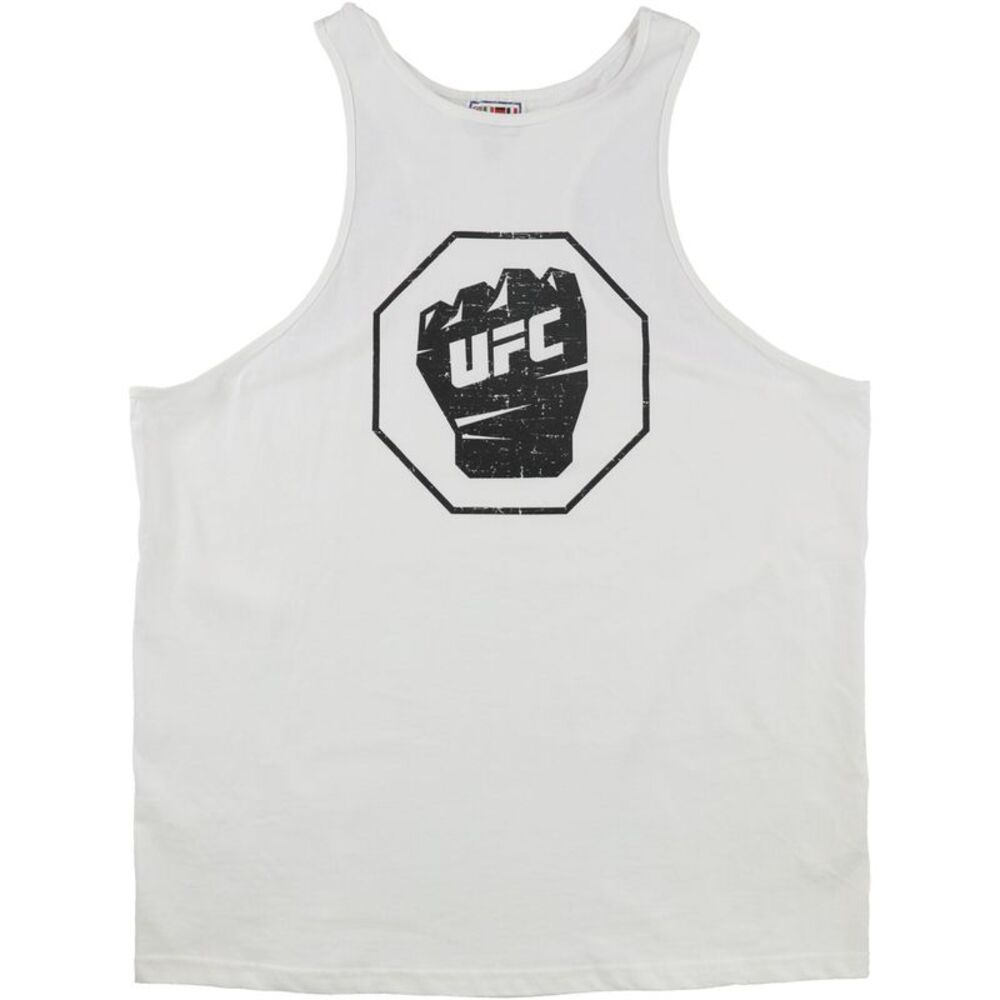Busch Gardens Mens Distressed Fist Muscle Tank Top, White, XL, DM